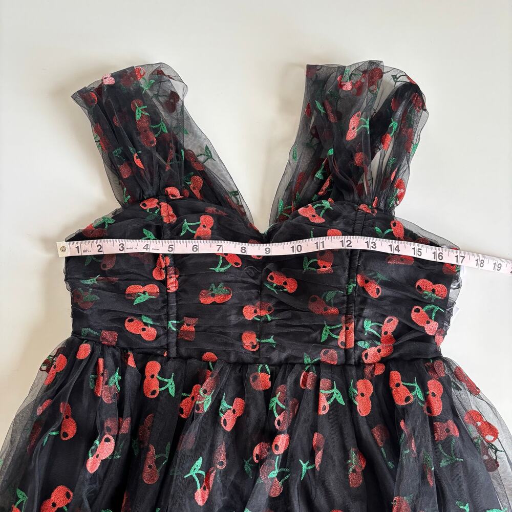 Unique Vintage Heart & Soul Cherry Print Babydoll Dress Women’s Large Rockabilly - Picture 5 of 10